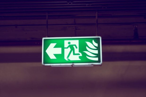 Fire exit ( Filtered image processed vintage effect. )